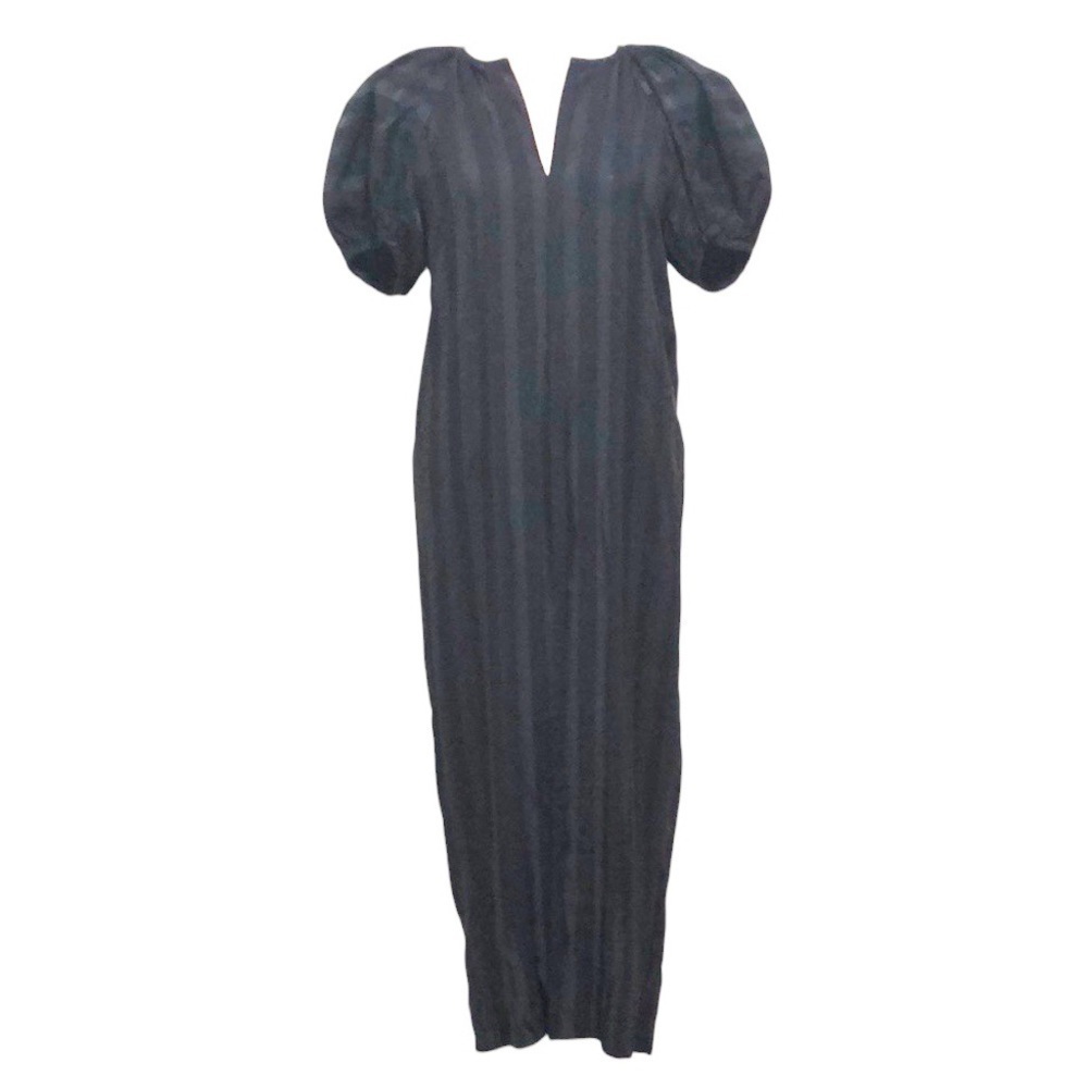 Martin Grant Striped Balloon Midi Dress Size US 4 French 36 Black Puff Sleeve